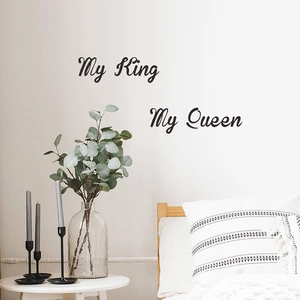 My King My Queen English Slogan Wall Decals Artistic Lettering PVC Self Adhesive Waterproof Stickers For Bedroom Living Room Decor