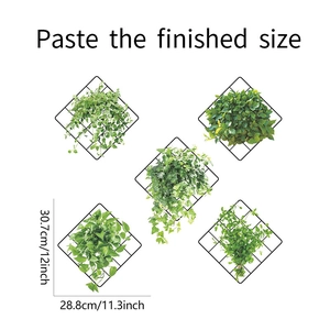Black iron grid wall stickers with green vines for modern home decor dimensions detail