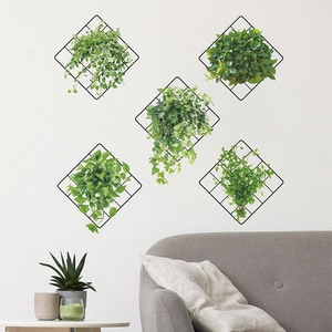 Modern black diamond metal grid wall decor for vertical plants in minimalist living room