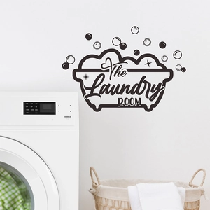 Sticker mural décoratif The Laundry ROOM avec motif baignoire pour la buanderie