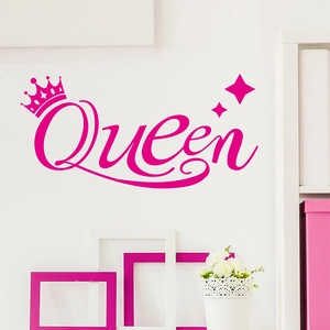 Pink Queen crown wall sticker for girls bedroom and living room home wall decoration