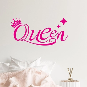 Queen Crown Wall Sticker Hot Pink PVC Vinyl Decal For Bedroom Living Room Girls Room Decor Modern Minimalist Slogan Art Mural