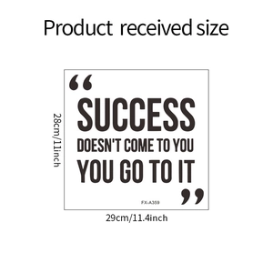 Maßdiagramm für Wandtattoo mit Motivationsspruch Erfolg Abmessungen 29cm x 28cm Deko