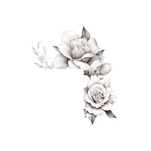 Minimalist black and white sketch rose flower wall sticker for home decoration