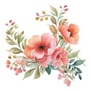 Self-adhesive watercolor pink flower wall stickers for home bathroom wall decoration