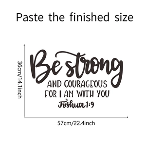 Detail showing dimensions of 57x36cm for the Joshua 1:9 Bible verse wall sticker decal