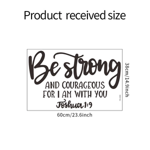 Detailed view of FX-A385 wall sticker showing 60x38cm dimensions and Joshua 1:9 bible verse