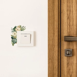 Green Plant Leaves Flower Switch Sticker PVC Wall Decal For Living Room Bedroom Light Switch Decorative Mural