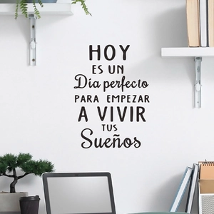 Spanish quote wall decal with minimalist black text for bedroom and living room decor