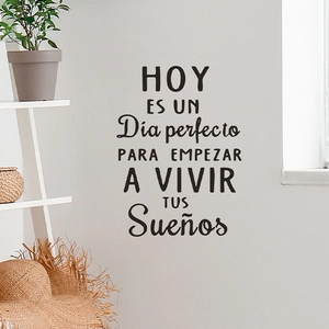Minimalist vinyl wall sticker with Spanish motivational quote for home decoration