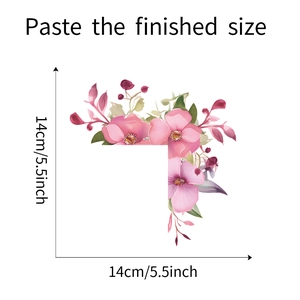 Detail view of pink morning glory switch wall sticker with 14cm dimensions info