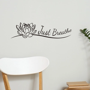 Minimalist Lotus Flower Just Breathe Quote Wall Sticker PVC Removable Black Decal For Yoga Room Bedroom Living Room Home Decor