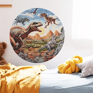 Realistic dinosaur wall decals for kids room decoration featuring T-Rex and Pterosaurs