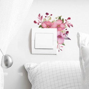 Morning glory flower wall stickers for light switch decoration in bedroom and living room
