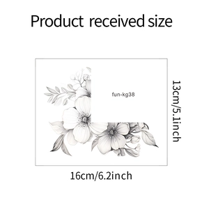Floral black and white line art wall sticker showing 16x13cm product received size