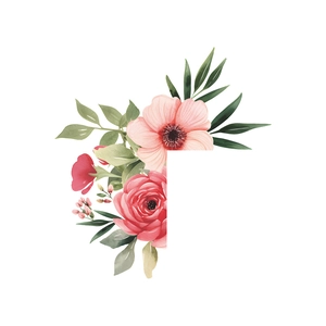 Pink peony and green leaves floral wall sticker with watercolor corner design
