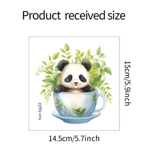 Detailed size specifications for red panda in a teacup creative wall sticker