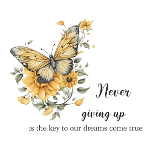 Sunflower and butterfly wall sticker with inspirational quote for bedroom decoration