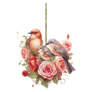 Stickers muraux fleurs de rose et oiseaux pour décoration de chambre et salon
