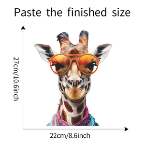 Größentabelle für Wandtattoo mit Giraffe und Sonnenbrille, Maße 22cm x 27cm für Deko