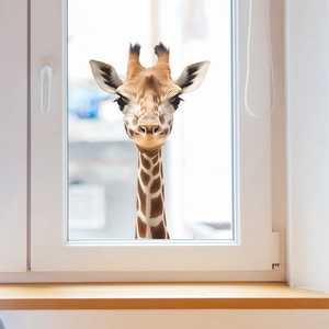 Sticker de fenêtre girafe 3D réaliste statique pour décoration intérieure créative