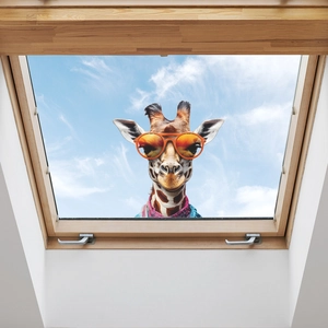 Cartoon Giraffe Mit Sonnenbrille Schal PVC Wandtattoo Haus Dekoration Abnehmbare Fensteraufkleber Für Schlafzimmer Wohnzimmer