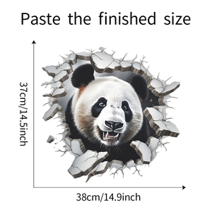 3D Panda Wandtattoo mit Mauerdurchbruch-Effekt und realistischer Fellstruktur für die Wand