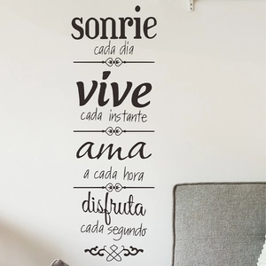 Spanish motivational quote wall stickers for living room decor in black vinyl finish