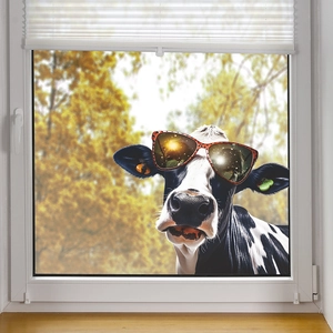 Funny cow wearing polka dot sunglasses window sticker for home glass decoration