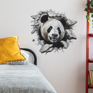 3D Panda Wandtattoo mit realistischem Panda-Durchbruch-Effekt für das Schlafzimmer