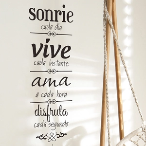 Spanish Quote Wall Stickers PVC Decorative Decals For Bedroom Living Room Smile Live Love Slogan Black Home Decor