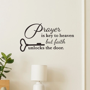 Faith Unlocks The Door Prayer Quote Wall Sticker PVC Heart Key Inspirational Removable Decal For Bedroom Living Room Decor