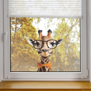 Niedlicher Giraffen-Fensteraufkleber mit Brille und Fliege für die Heimdekoration