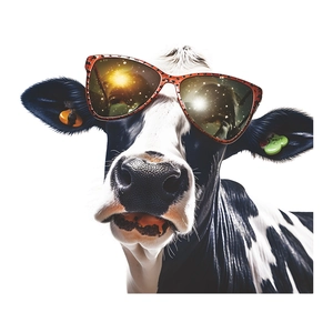 Funny cow with sunglasses window sticker wall decal for creative home decoration