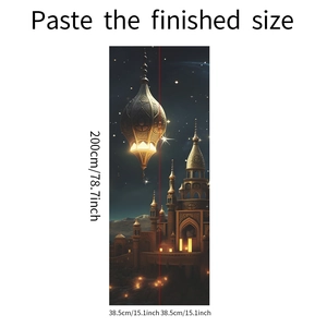 Dimensions détaillées du sticker mural château et lanterne orientale de 200cm de haut