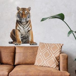 Realistic Bengal tiger wall sticker for living room decor with high-definition fur detail