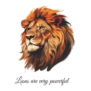Artistic lion head wall sticker with powerful quote for home living room decor