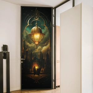 Fantasie Kronleuchter Schloss Türaufkleber 3D PVC Wasserdicht Abnehmbar Wandtattoo Für Schlafzimmer Wohnzimmer Hintergrund Deko