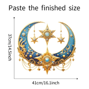 Detail showing the finished size of 37x41cm for the moon star wall sticker