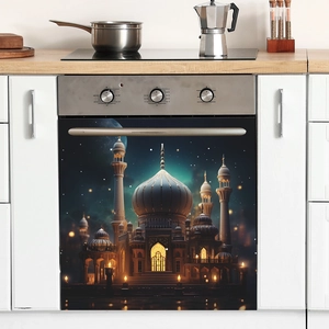 Islamic Mosque Starry Night Wall Sticker PVC Waterproof Kitchen Cabinet Appliance Decorative Film Home Decor Art Decal