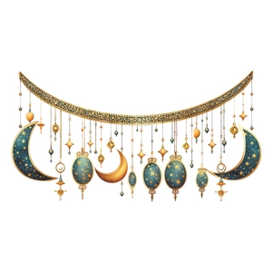 Exquisite gold moon and star crescent hanging pendant for Ramadan Eid home wall decoration