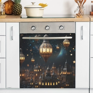 Middle Eastern festive lantern and castle wall sticker for kitchen oven decoration