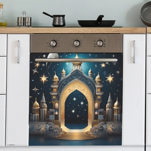 Starry sky and middle eastern castle magnetic sticker for kitchen dishwasher decor