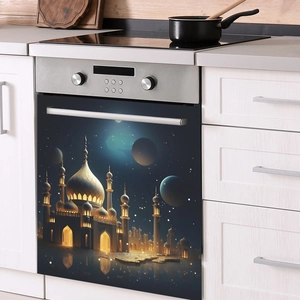 Midnight blue castle moon dishwasher magnetic cover for kitchen appliance decor