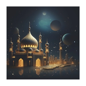 Middle Eastern style castle and moon self-adhesive wall sticker for home decor