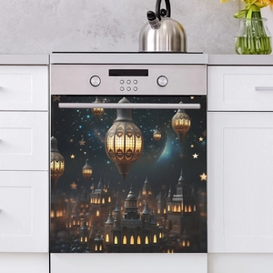 Islamic style chandelier and castle magnetic sticker for kitchen oven door decoration