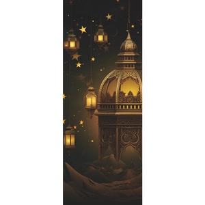 Middle East style chandelier wall sticker with golden stars and lanterns for home decoration
