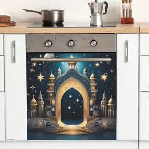 Romantic castle and starry night magnetic sticker for kitchen dishwasher and oven door
