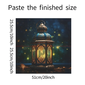 Detailed view of Middle Eastern style lantern wall sticker with glowing hollow patterns