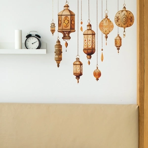 Stickers muraux détaillés de lanternes orientales vintage dans un décor d'intérieur